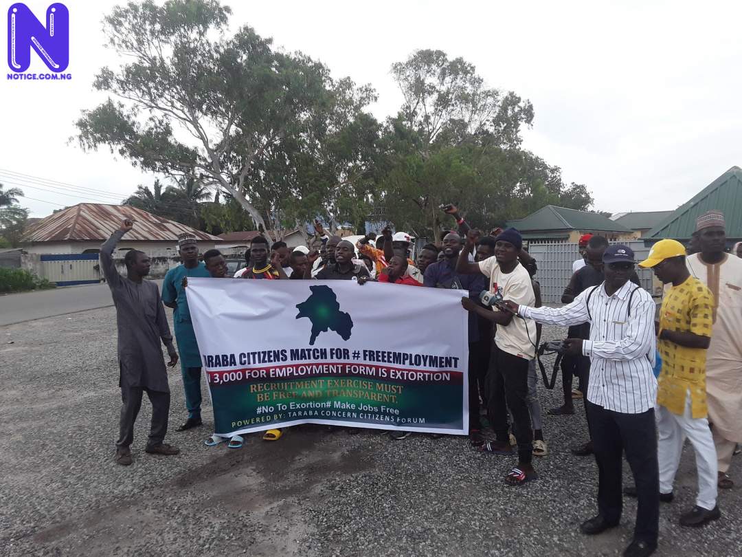 Taraba youths protest sale of employment forms by state civil service 20210726 113817-SCALED917020