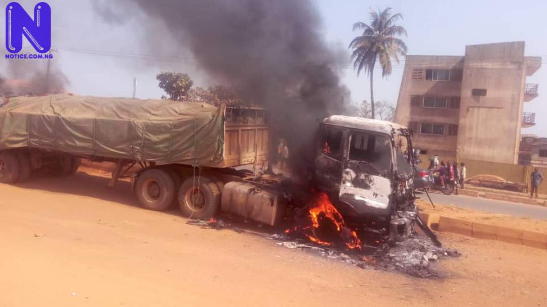  Dangote truck set ablaze for crushing okada rider, passenger to death - Ogun IMG-20191231-WA0181