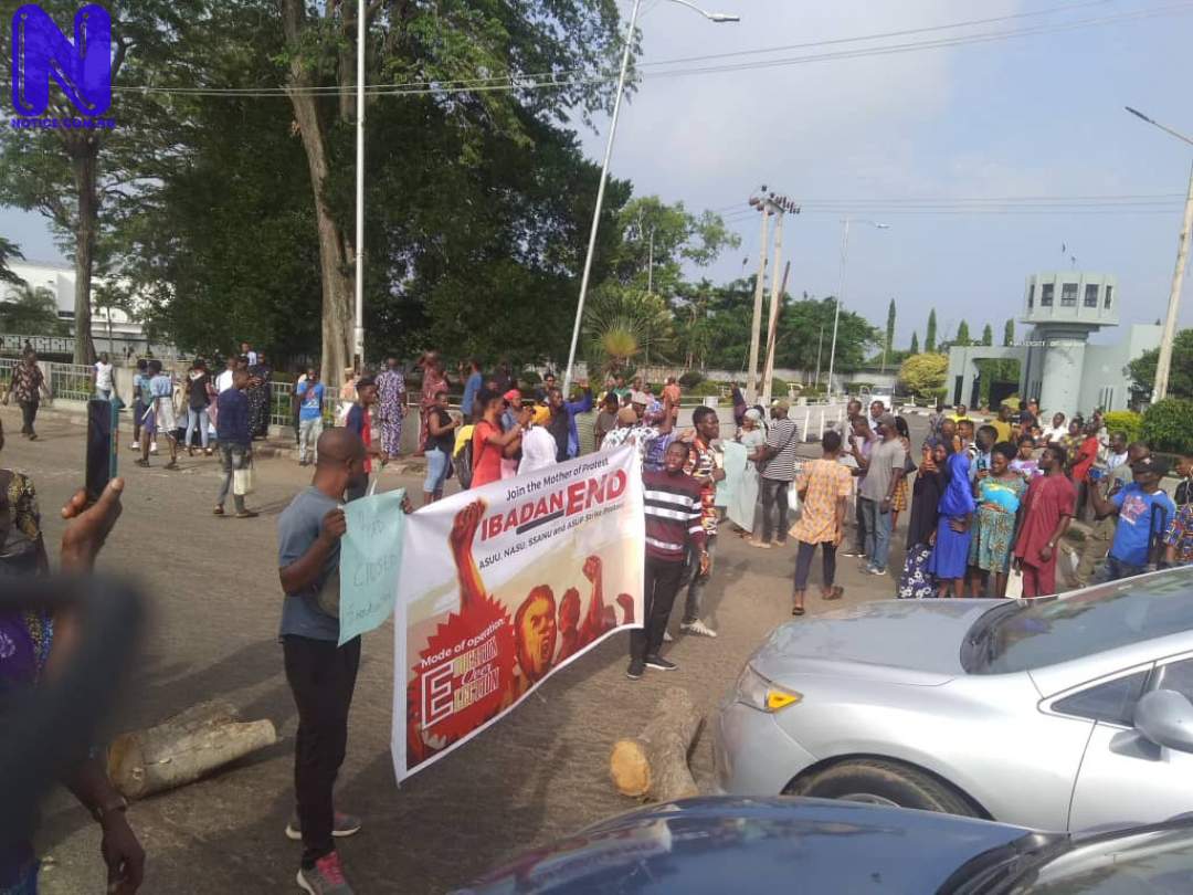  Students protest, block UI-Mokola road in Ibadan (PHOTOS) - ASUU strike IMG-20220513-WA0016102125