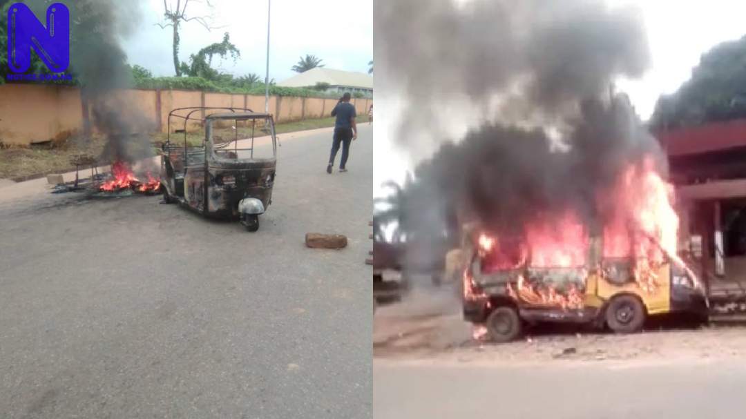 Suspected IPOB members set tricycle, passenger bus ablaze in Anambra - Sit-at-home PJIMAGE-19-1147374